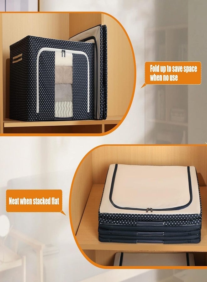 BMG Import Export Storage Box and Organiser 66 Liter Cloth Organizer for Storage Foldable Steel Frame Non-woven Wardrobe Organzier for Storage with Zipper with Clear Window & Handle organizer 1 Pcs - Image 4