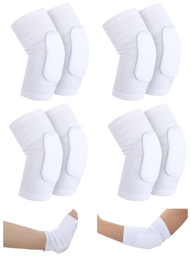 Sosation 8 Pcs Knit Elastic Heel Elbow Protectors for Pressure Sores Elbow Pads Protects Skin Ulcerations and Relieves Pressure Sleeve for Elderly Relieve Sores(M) - Image 1