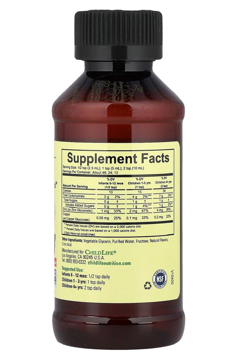 تشايلد لايف زنك للأطفال – سائل بنكهة المانجو والفراولة لدعم المناعة والنمو – 118 مل - Image 2