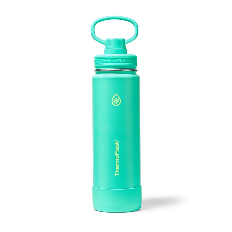 ThermoFlask 24 oz Double Wall Vacuum Insulated Stainless Steel Water Bottle with Spout Lid, Screamin' Green - Image 1