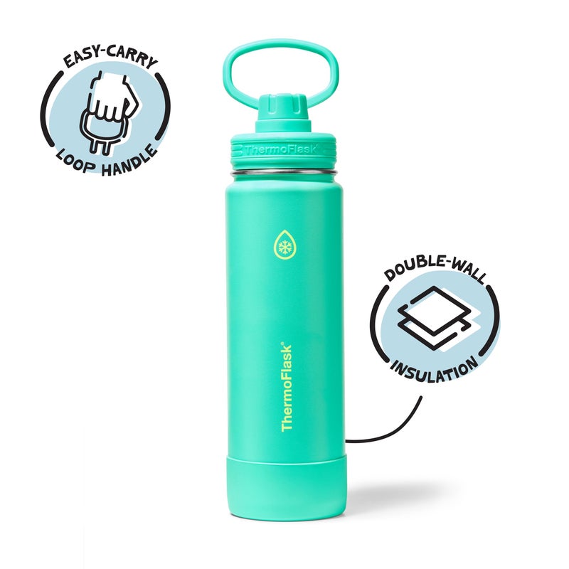 ThermoFlask 24 oz Double Wall Vacuum Insulated Stainless Steel Water Bottle with Spout Lid, Screamin' Green - Image 2