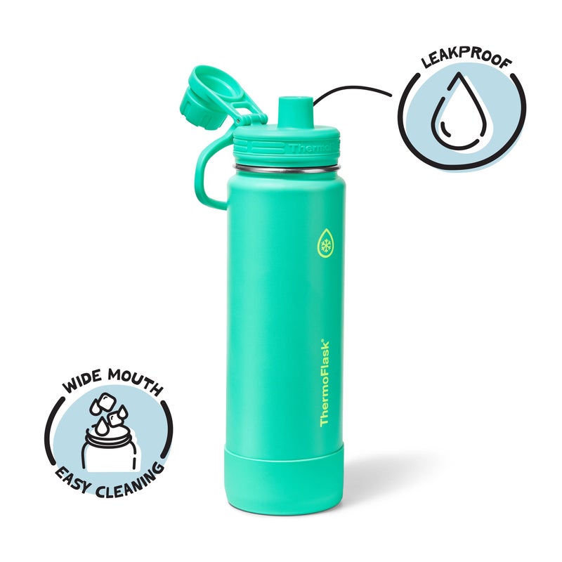 ThermoFlask 24 oz Double Wall Vacuum Insulated Stainless Steel Water Bottle with Spout Lid, Screamin' Green - Image 3