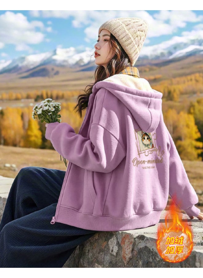 Flying in the snow Casual Jacket Women's 2025 Autumn Winter New Arrival Plus Size Loose Slimming Cardigan Top - Image 1
