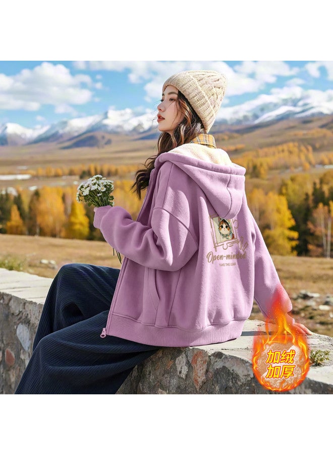 Flying in the snow Casual Jacket Women's 2025 Autumn Winter New Arrival Plus Size Loose Slimming Cardigan Top - Image 2