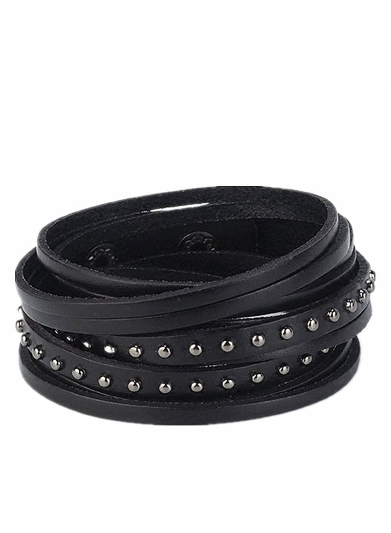 Zikra Leather Cuff Bracelet Punk Braided Bracelets Rock Leather Wristbands Adjustable Wrap Bracelet for Men, Women - Image 1