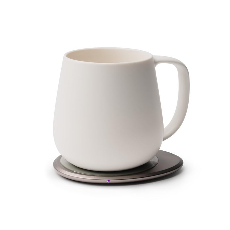OHOM Ui+ Self-Heating Mug Set â€“ Jasmine White | 18 fl oz / 532 mL Ceramic Coffee & Tea Mug Set with Heating Pad - Image 1