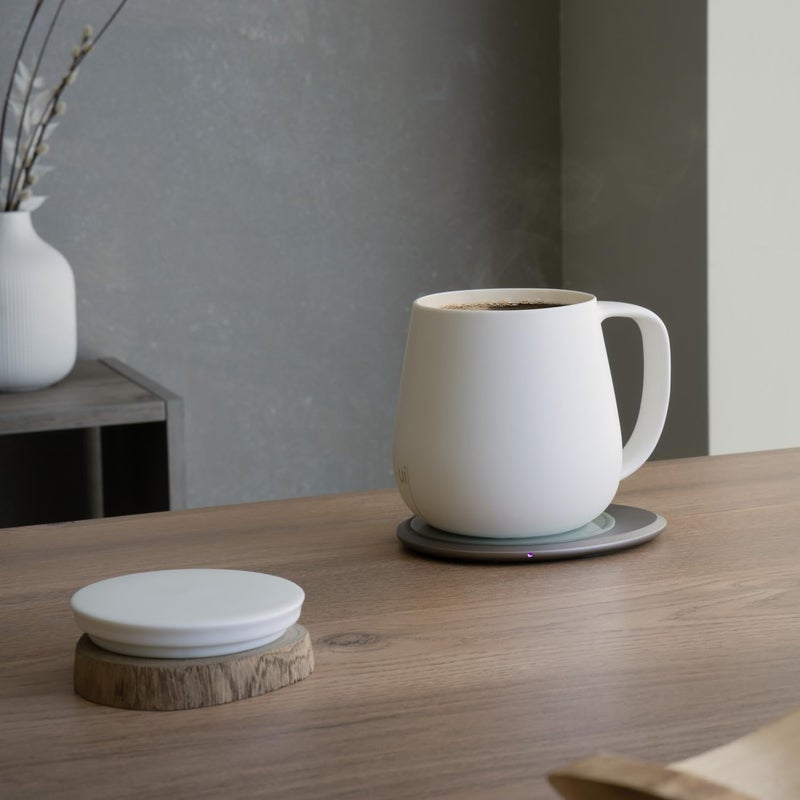 OHOM Ui+ Self-Heating Mug Set â€“ Jasmine White | 18 fl oz / 532 mL Ceramic Coffee & Tea Mug Set with Heating Pad - Image 5