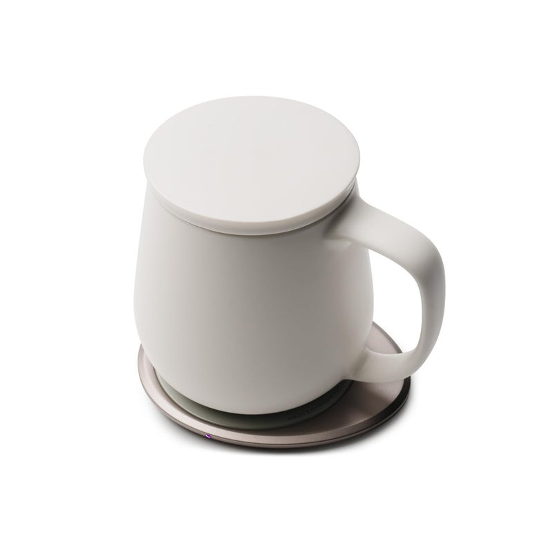OHOM Ui+ Self-Heating Mug Set â€“ Jasmine White | 18 fl oz / 532 mL Ceramic Coffee & Tea Mug Set with Heating Pad - Image 2