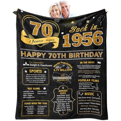 70th Birthday Gifts for Women Men Birthday Gifts for 70 Year Old Woman Man 70th Men Birthday Gift Ideas Throw Blanket 60 x 50 Inch 1956 Birthday Gifts for Women Men 70 Year Old Birthday Gifts