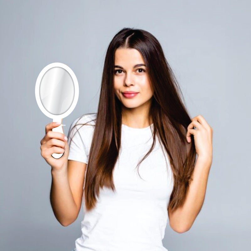Creative Arts n Frames 9x19 cm Oval Hand Mirror with Handle for Cosmetic Shaving Make Up Bathroom Salon Barber Travel and Indoor Use (Sophosticated White Small H3.5 X 7.5 inch andheld Pocket Mirror) - Image 5