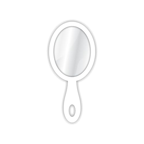 Creative Arts n Frames 9x19 cm Oval Hand Mirror with Handle for Cosmetic Shaving Make Up Bathroom Salon Barber Travel and Indoor Use (Sophosticated White Small H3.5 X 7.5 inch andheld Pocket Mirror) - Image 2