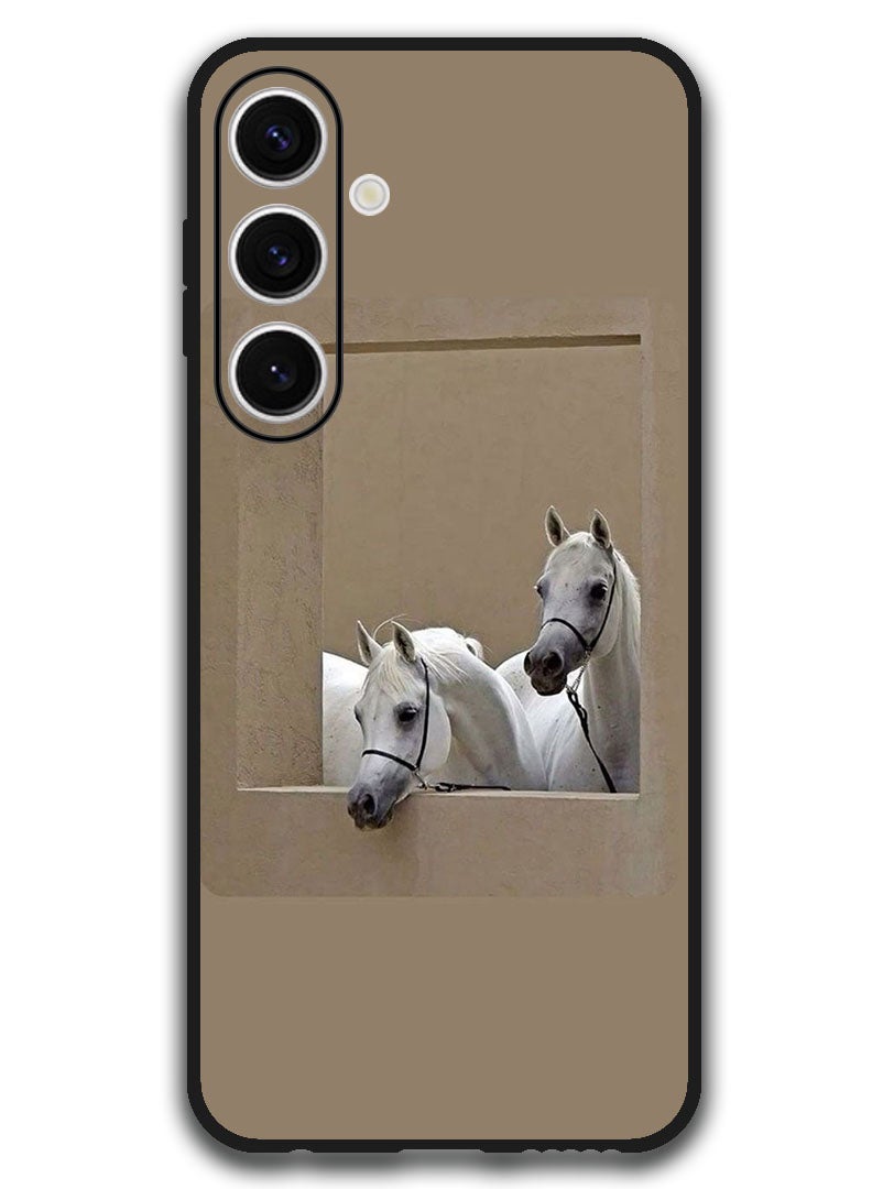 Theodor Protective Case Anti Scratch Shock Proof Bumper Cover For Samsung Galaxy S24 FE Horse in window - Image 1