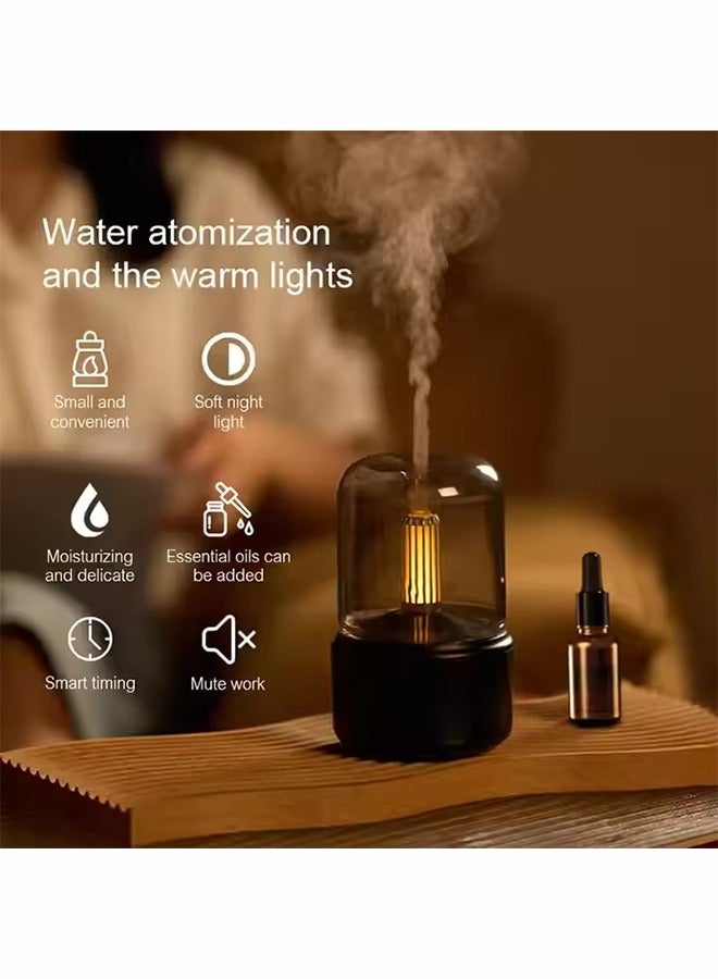ميون جهاز روائح العلاج العطري على ضوء الشموع، جهاز ترطيب الهواء الصامت ومضاد للجفاف ومحاكاة ضوء الشموع، جهاز تنقية الهواء الصامت 120 مل مناسب للمنزل والمكتب وصالونات التجميل والسيارات - Image 1