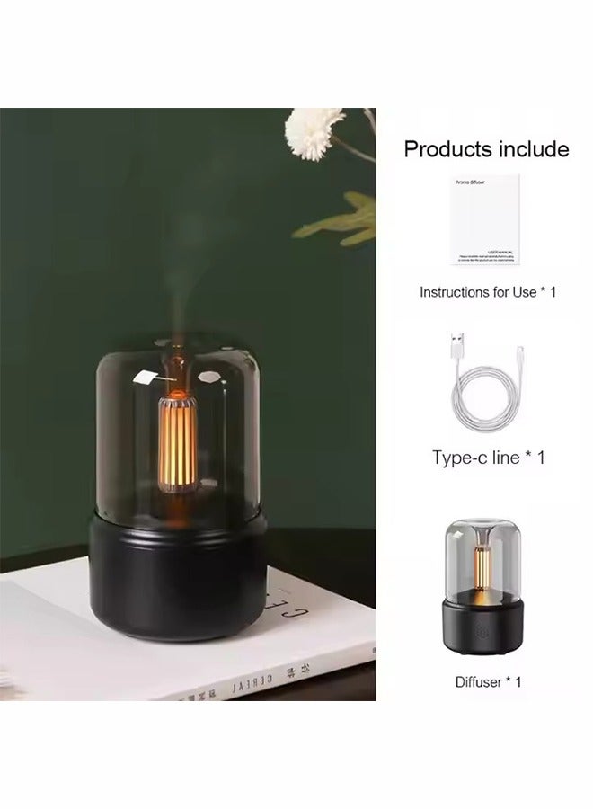 ميون جهاز روائح العلاج العطري على ضوء الشموع، جهاز ترطيب الهواء الصامت ومضاد للجفاف ومحاكاة ضوء الشموع، جهاز تنقية الهواء الصامت 120 مل مناسب للمنزل والمكتب وصالونات التجميل والسيارات - Image 2