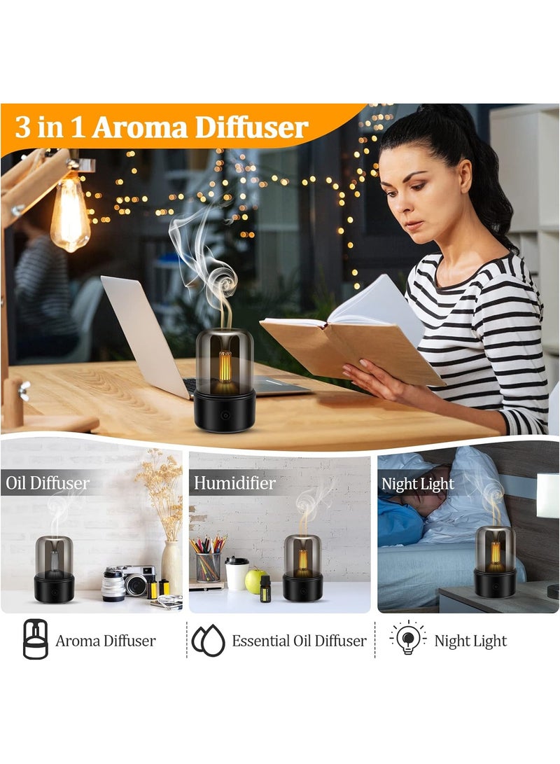 ميون جهاز روائح العلاج العطري على ضوء الشموع، جهاز ترطيب الهواء الصامت ومضاد للجفاف ومحاكاة ضوء الشموع، جهاز تنقية الهواء الصامت 120 مل مناسب للمنزل والمكتب وصالونات التجميل والسيارات - Image 3