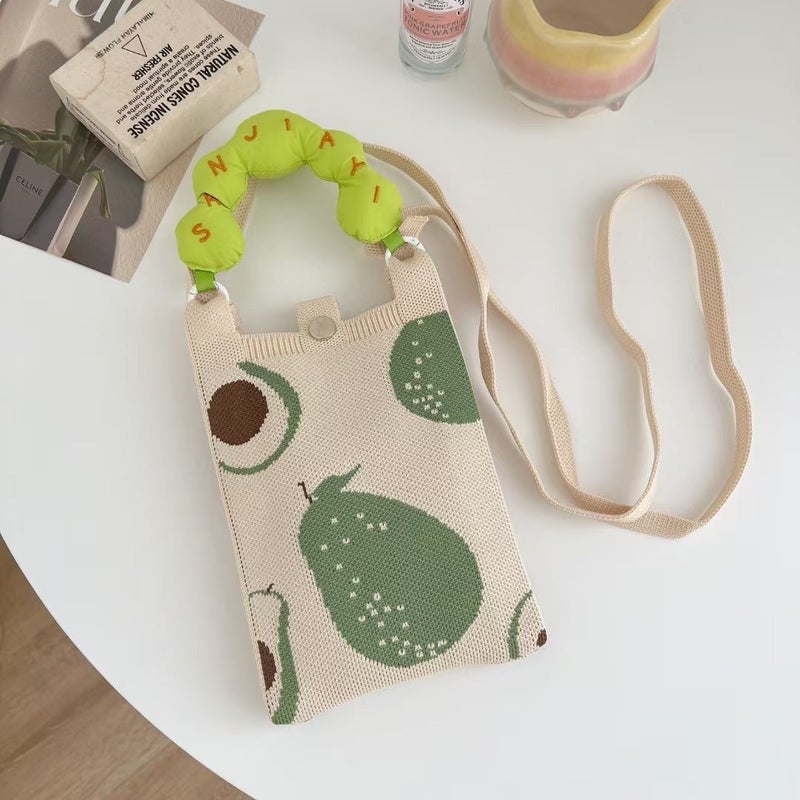 Ins New Mobile Phone Bag Knitted Dopamine Color Handbag Niche All-Match Storage Bag Knitted Crossbody Small Bag - Image 1