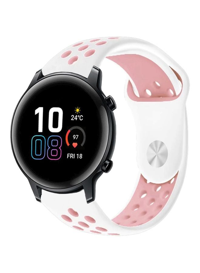 Perfii Replacement Band For Honor MagicWatch 2 42mm White/Light Pink - Image 1