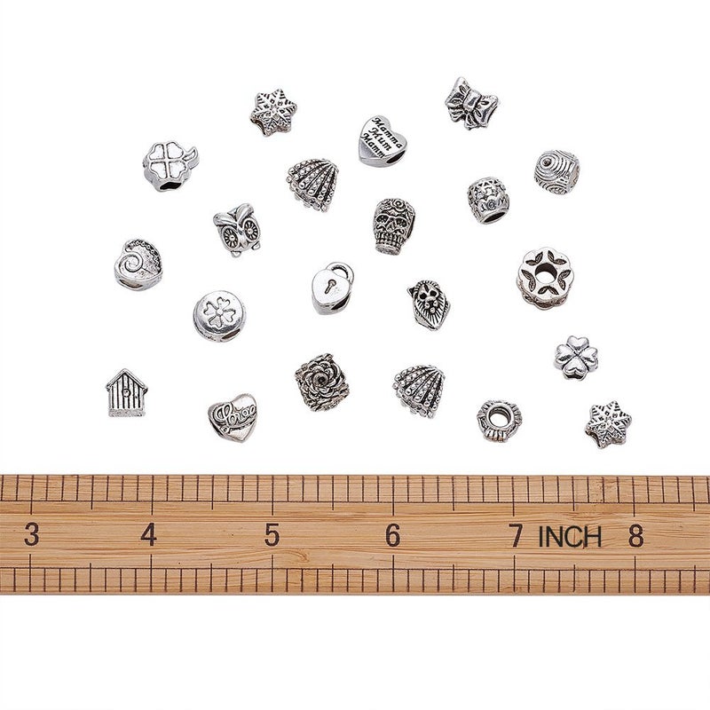 34 Zinc Alloy Tibetan Silver Vintage Hole Beads For Jewelry Bracelet Necklace Making - Image 4