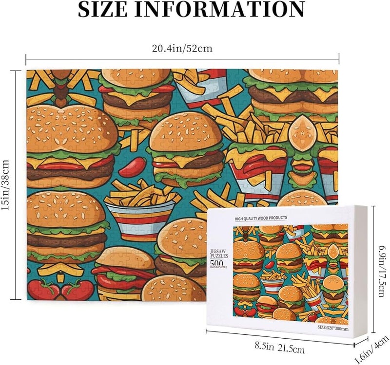 Phayah Cute Burger Fries 500 Piece Jigsaw Puzzle For Adults Home Decor 20 4 X 15 Inches - Image 5
