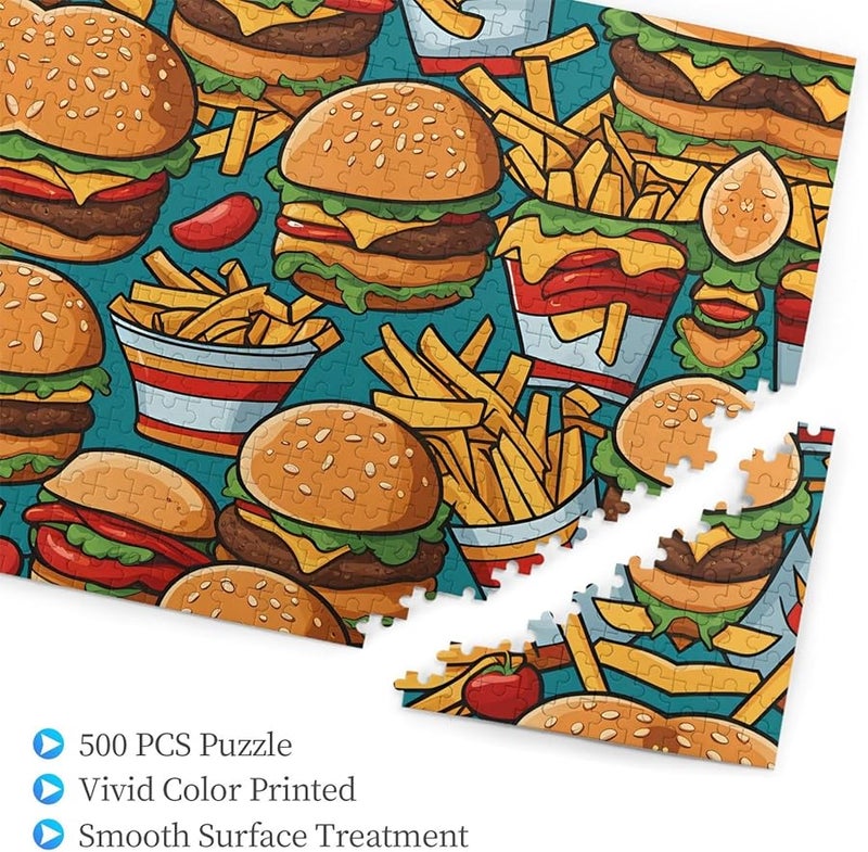 Phayah Cute Burger Fries 500 Piece Jigsaw Puzzle For Adults Home Decor 20 4 X 15 Inches - Image 3