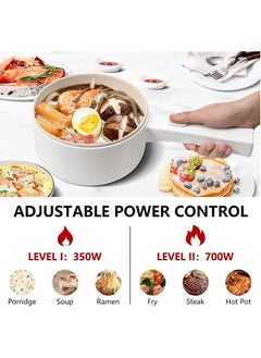 TOMSHOO 1.8L Electric Hot Pot with Steamer & Temperature Control - Non-Stick Electric Cooker Shabu Shabu, Electric Skillet,Frying Pan,Electric Saucepan,for Noodles, Egg, Steak, Sauté, Steam and Soup (1.8 L)  - Image 3