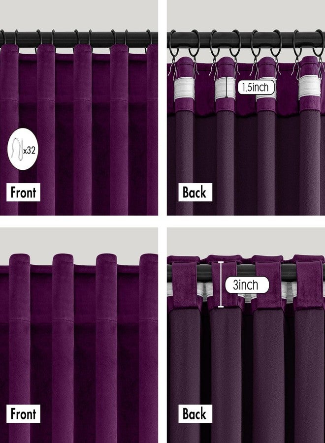 ANRODUO Purple Velvet Curtains 96 Inches Long Blackout Thermal Insulated Soundproof Curtain Privacy Room Darkening Curtains Pinch Pleat Window Drapes for Bedroom Living Room 42 x 96 Inch Set of 2 - Image 5