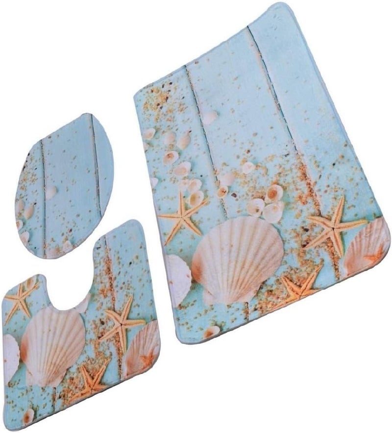 Home Concept 3 -Set Bathroom Anti-Slip Pedestal Rug + Lid Toilet Cover + Bath Mat - Image 3