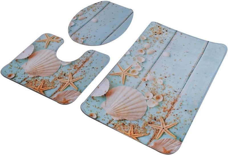 Home Concept 3 -Set Bathroom Anti-Slip Pedestal Rug + Lid Toilet Cover + Bath Mat - Image 4