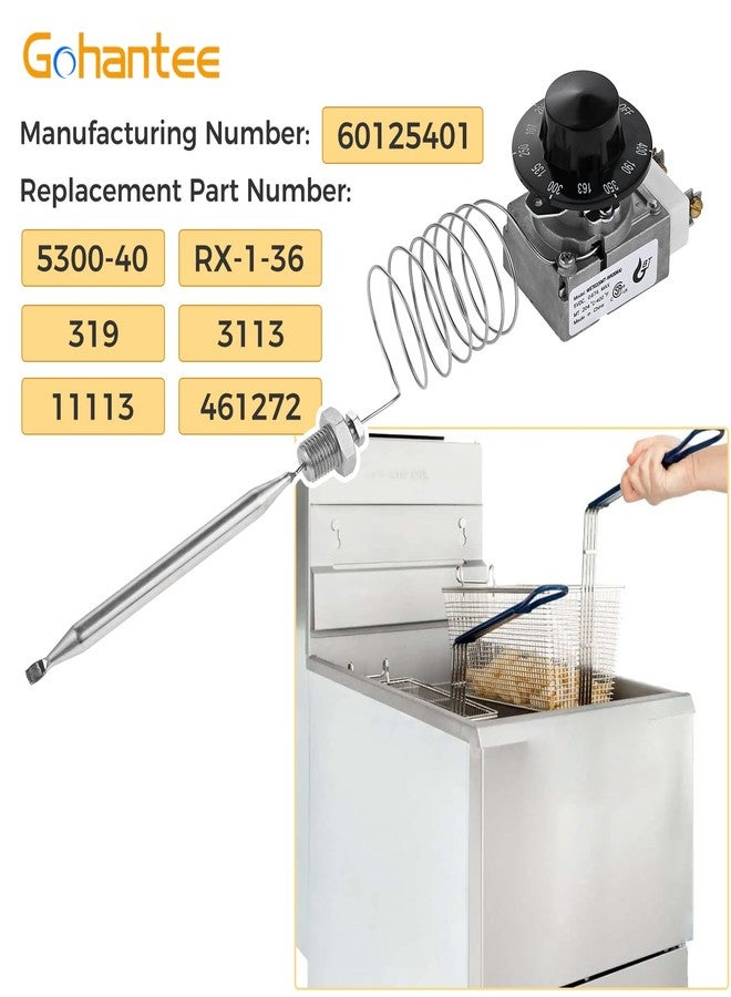 gohantee ترموستات جوهانتي 1175 RX-1-36، ترموستات 60125401 للمقلاة، ترموستات تحكم في فرن القلي العميق متوافق مع بيتكو 60124501، إمبريال 1175، رويال رينج 3113-1/4 بوصة صندوق تخزين Mpt، 200-400 فهرنهايت - Image 2