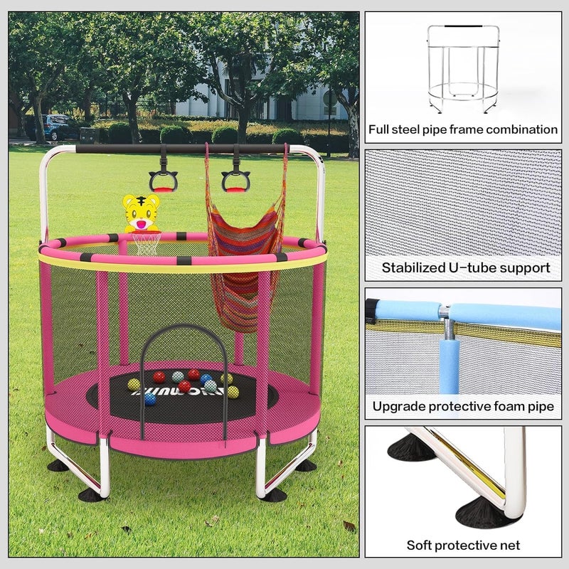 BLINWORLD Fitness Trampoline for Adults - 40"/48" 330 LBS Foldable Rebounder with Adjustable Foam Handle, Quiet Indoor Mini Workout Trampoline - Image 2