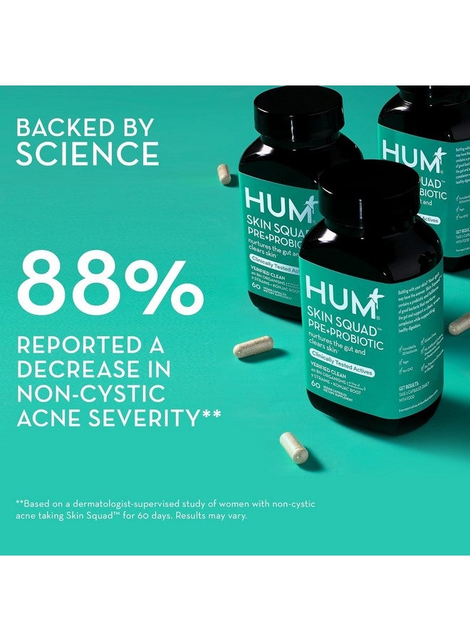 هوم HUM Skin Squad - مكمل بروبيوتيك لبشرة نقية وصحة الأمعاء - بروبيوتيك ميكروبيوم لعلاج البثور (60 قرصًا)  - Image 3