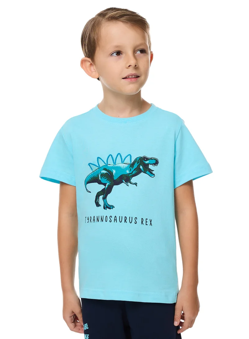 victor and jane Victor and Jane Dinosaur Set T-Shirt & Pull-On Shorts with Pockets - Blue