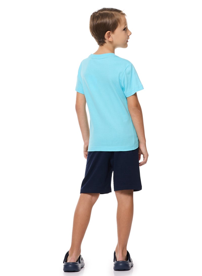 فكتور اند جين طقم تي شيرت وشورت فيكتور وجين ديناصور بجيوب - أزرق - Image 2