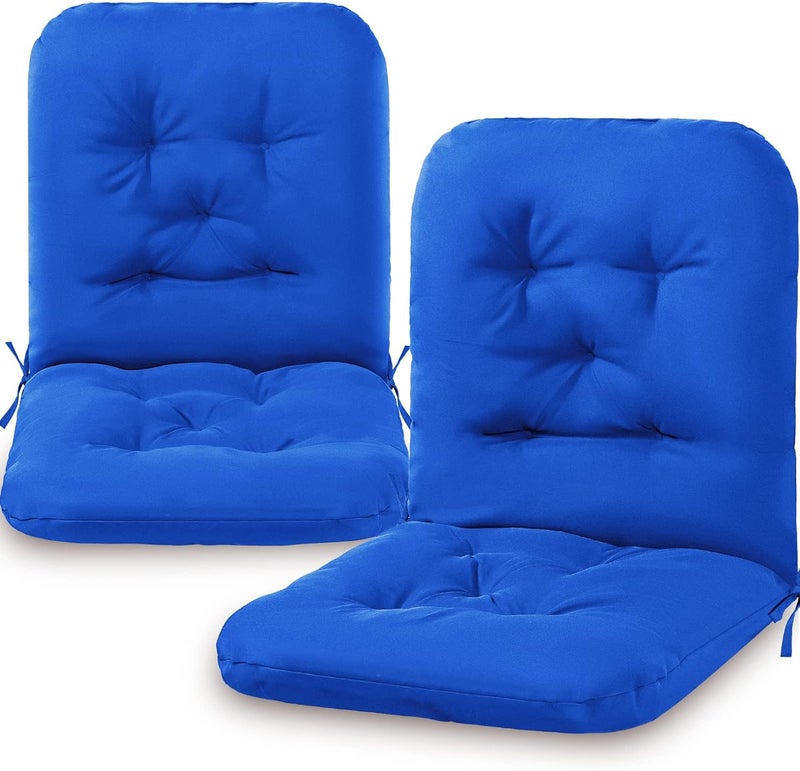 Chunful Back Chair Cushion Outdoor Indoor Tufted Seat/Back Patio Seating Cushions Waterproof Weather Resistant Patio Rocking Pads for Outdoor(Royal Blue,2 Pcs) - Image 1