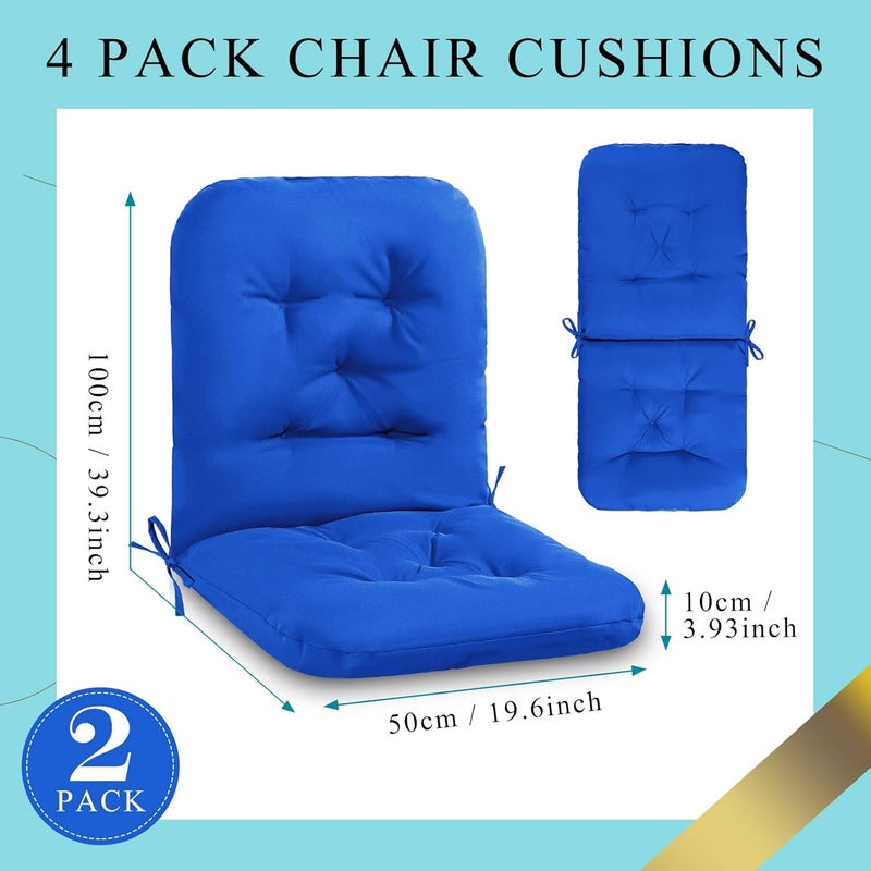 Chunful Back Chair Cushion Outdoor Indoor Tufted Seat/Back Patio Seating Cushions Waterproof Weather Resistant Patio Rocking Pads for Outdoor(Royal Blue,2 Pcs) - Image 3