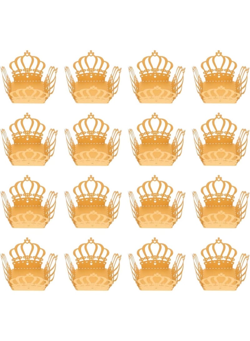 SYOSI Golden Crown Cupcake Wrappers, Disposable Paper Muffin Liners with Elegant Crown Design, 50pcs Cupcake Holders for Weddings Birthdays Baby Showers and Parties, Gold - Image 1