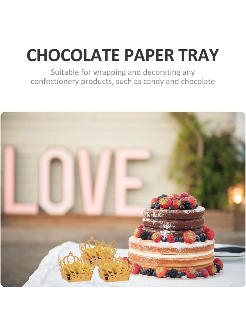 SYOSI Golden Crown Cupcake Wrappers, Disposable Paper Muffin Liners with Elegant Crown Design, 50pcs Cupcake Holders for Weddings Birthdays Baby Showers and Parties, Gold - Image 2