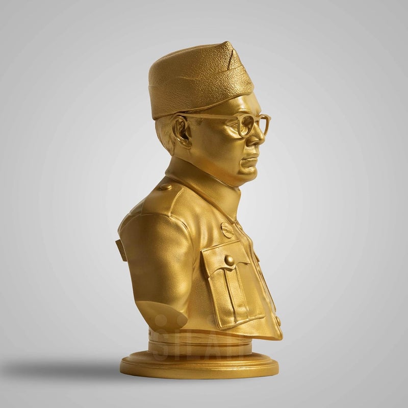 SILAII Netaji Subhas Chandra Bose Sculpture Gold 8 INCH - Image 4
