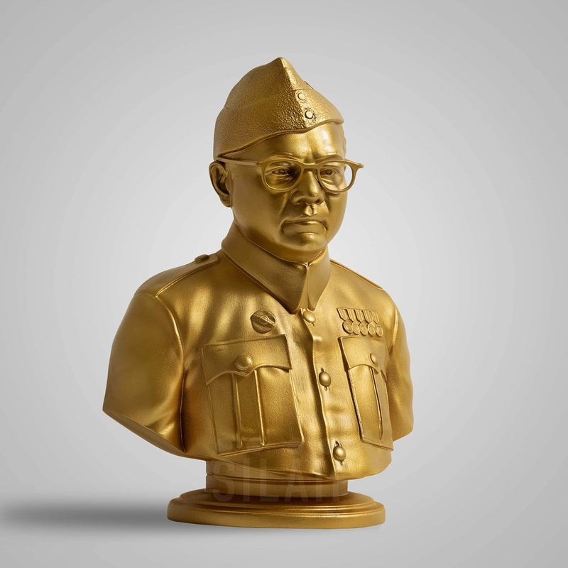 SILAII Netaji Subhas Chandra Bose Sculpture Gold 8 INCH - Image 3