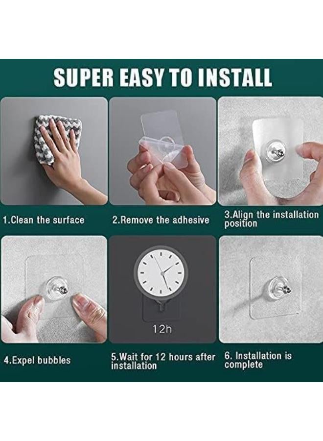 Nail Free Wall Hook Screw Adhesive Non-Trace No Drilling For Bathroom Shower Kitchen Installation Hanging, Waterproof Transparent Screws Hook -Transparent(Pack Of 10) - Image 4