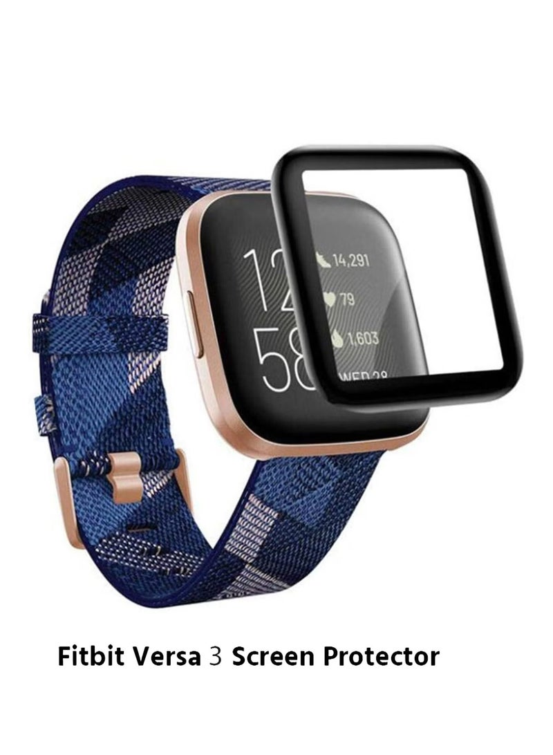 واقي شاشة ثلاثي الأبعاد ذو حواف ناعمة منحنية [مضاد للخدش] [خالٍ من الفقاعات] [مقاوم للكسر] [عالي الحساسية] (ليس زجاجيًا) لساعة Fitbit Versa 3 - Image 1