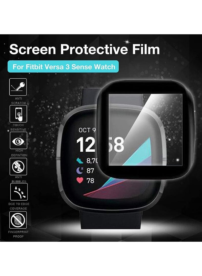 واقي شاشة ثلاثي الأبعاد ذو حواف ناعمة منحنية [مضاد للخدش] [خالٍ من الفقاعات] [مقاوم للكسر] [عالي الحساسية] (ليس زجاجيًا) لساعة Fitbit Versa 3 - Image 2