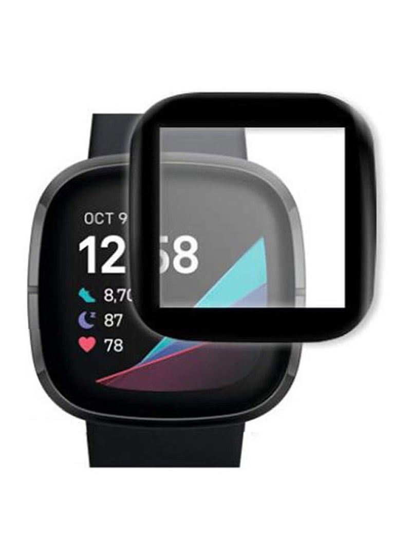 واقي شاشة ثلاثي الأبعاد ذو حواف ناعمة منحنية [مضاد للخدش] [خالٍ من الفقاعات] [مقاوم للكسر] [عالي الحساسية] (ليس زجاجيًا) لساعة Fitbit Versa 3 - Image 4