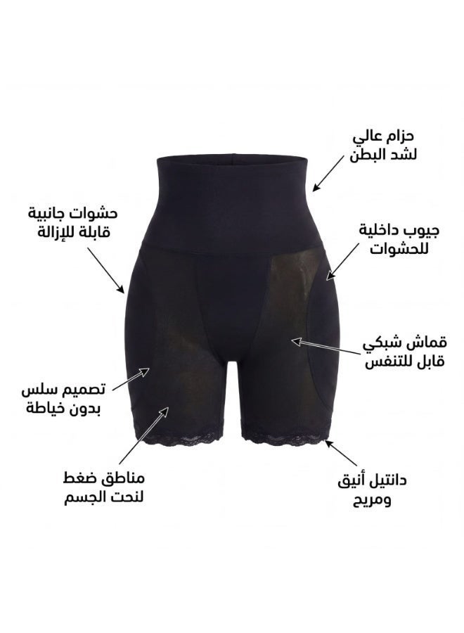 أف ستايل  مشد بدون خياطة بحشوات اسفنجية جانبية للخفسات أسود - Image 2