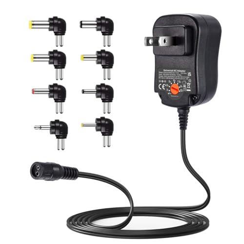 Powseed 12W Universal AC Adapter DC 3V 4.5V 5V 6V 7.5V 9V 12V Power Cord for Household Electronics CCTV IP Camers Routers Speaker Tablet Webcam USB Devices Multi Voltage 1000mA Wall Cord Charger - Image 1