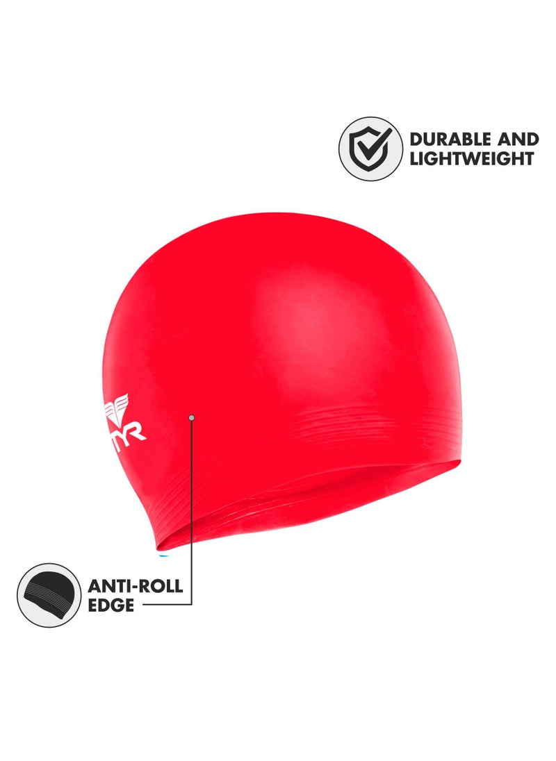 TYR TYR Latex Swim Cap, Red  - Image 2