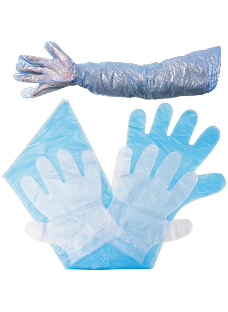 KASTWAVE 50Pcs Disposable Field Dressing Gloves, 50Pcs Short PVC Gloves, Veterinary Dressing Gutting Long Arm Gloves for Field Dressing Gutting Deer Gardening Painting Full Arm  - Image 1