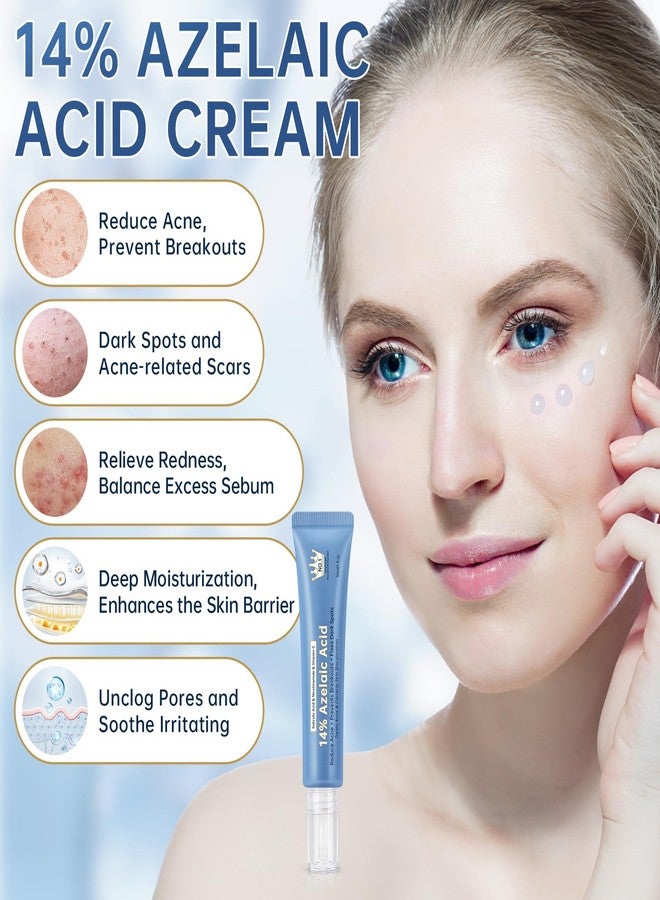 mopayzer Azelaic Acid 14% Acne Cream for Redness Relief, Dark Spots, Facial Serum with Niacinamide & Vitamin C Prevent Acne Breakouts, Azelaic Acid Serum for Balance Excess Sebum & Soothe Irritation, 1 Oz. - Image 2