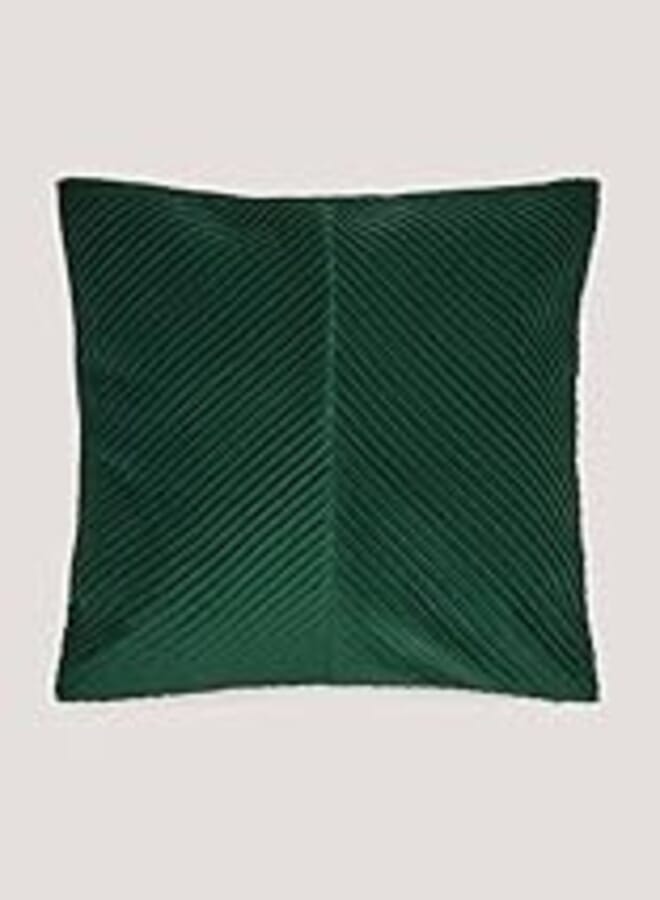 Matalan Green Pleated Velvet Cushion, 50 x 50 cm Size