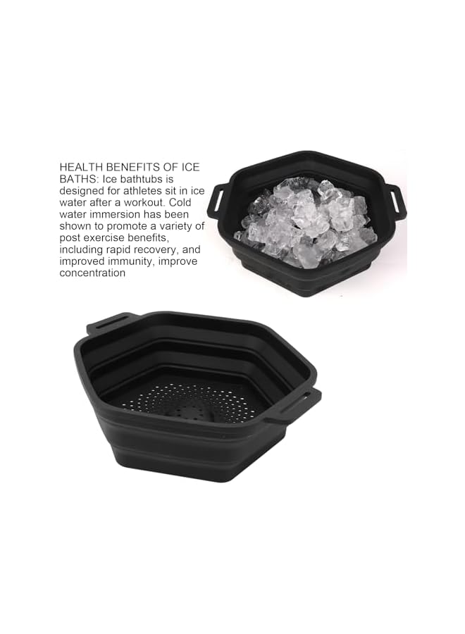 The Bros دش الثلج، حوض ثلج محمول للتبريد السريع للرياضيين مع دلو حوض ثلج سيليكون، تصميم قابل للطي، أسود، للتعافي البارد - Image 2